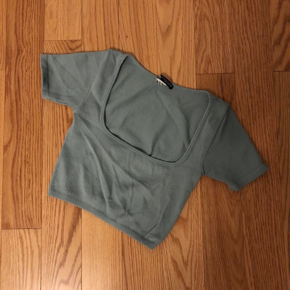Zara Pastel Turquoise Seamless Crop Top (Size XS)